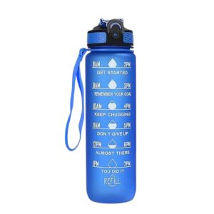 TERMO DE PLÁSTICO CON MEDIDOR DE AGUA Y TAPA REBOTE 32 OZ. COLOR AZUL/CLEAR
