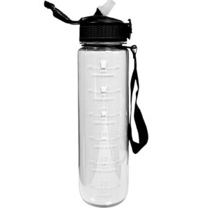 TERMO DE PLÁSTICO CLEAR CON MEDIDOR DE AGUA Y TAPA REBOTE 32 OZ.