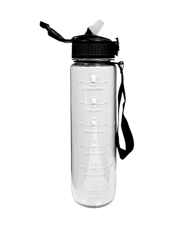TERMO DE PLÁSTICO CLEAR CON MEDIDOR DE AGUA Y TAPA REBOTE 32 OZ.