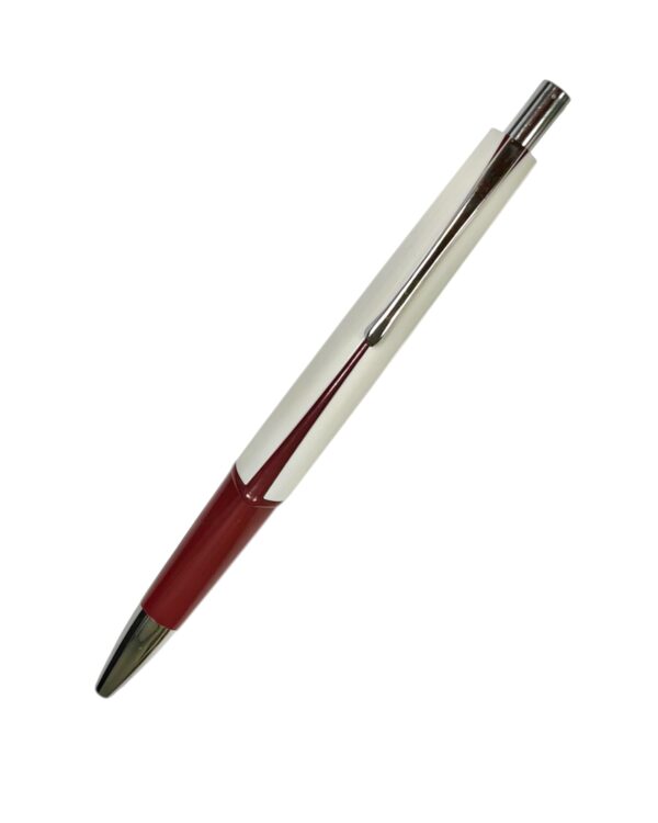 BOLIGRAFO DE PLÁSTICO BLANCO Y ROJO VINO